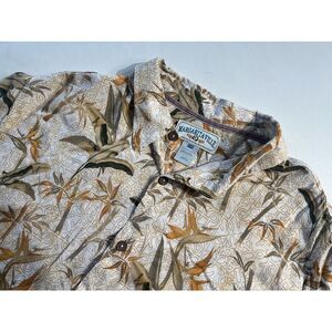 Margaritaville Hawaiian Shirt Mens 2XL Beige Gold Short Sleeve‎ Button Up Floral